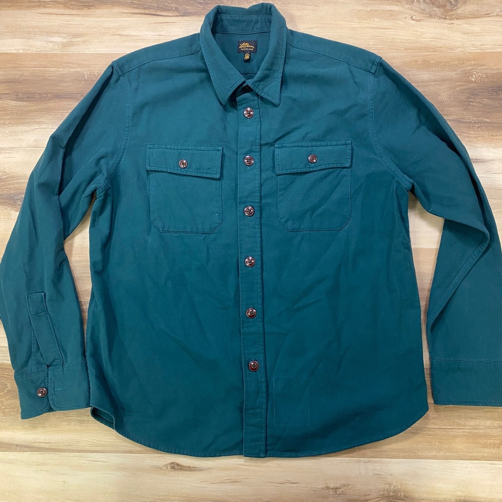 LL Bean Chamois Cloth Shirt Small Archive Edition Cotton Workwear Teal Green